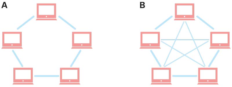 image representing two different types of computer networks
